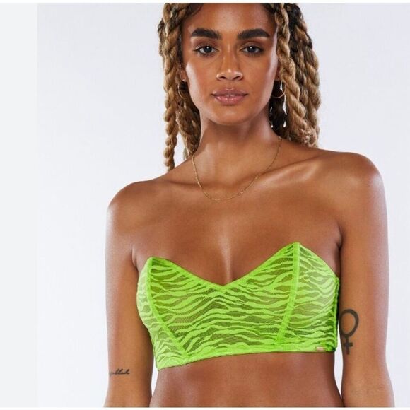 Savage X Fenty Other - Savage X Fenty ' All Over Me Lace Bandeau Bralette (Green Tea) size large